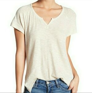 Madewell flowy high low split neck tee